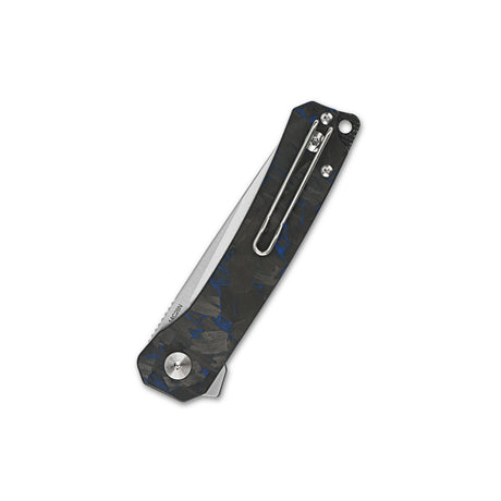 QSP Osprey Liner Lock Pocket Knife 14C28N Blade Blue Shredded CF Overlay G10 Handle