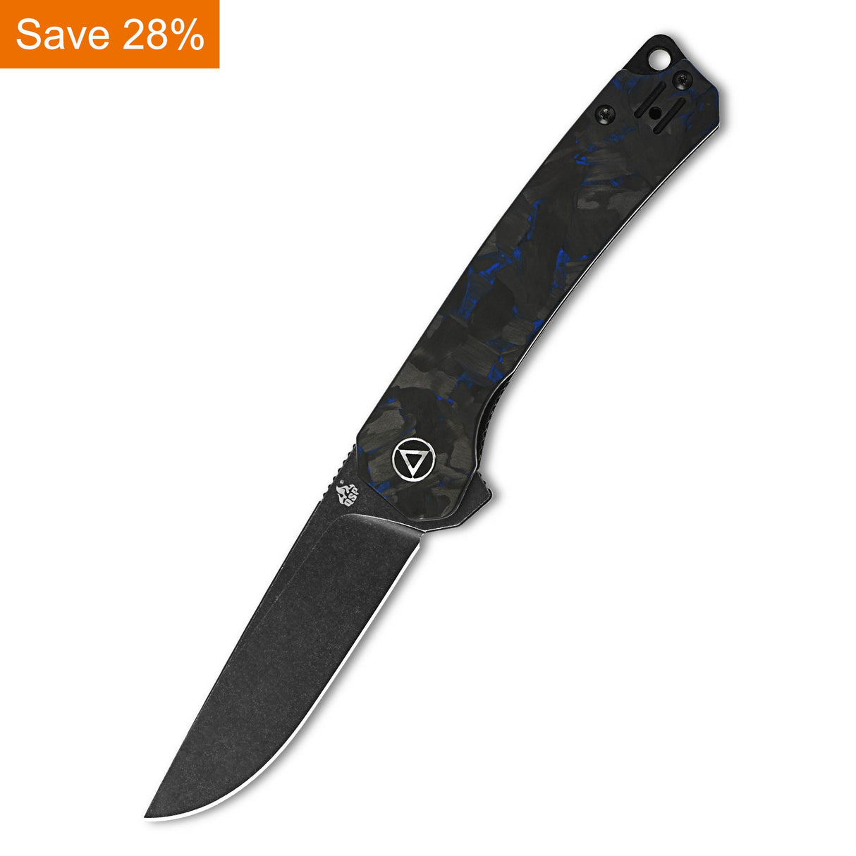 QSP Osprey Liner Lock Pocket Knife 14C28N Blade Blue Shredded CF Overlay G10 Handle