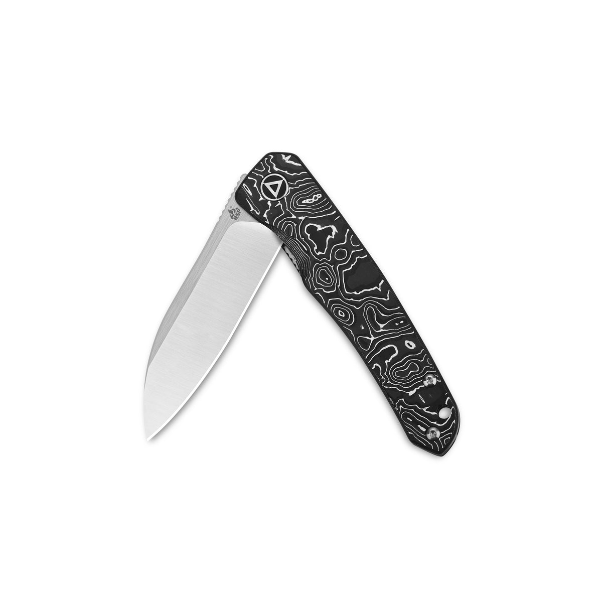QSP Otter pocket knife featuring S35VN blade and black patterned handle