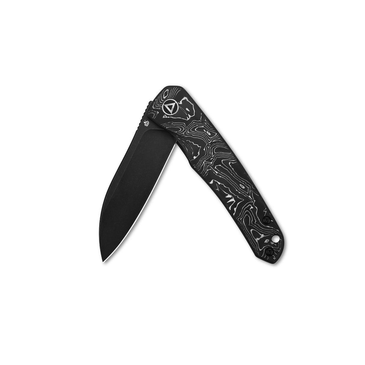QSP Otter pocket knife featuring a S35VN blade and a textured black foil carbon fiber handle