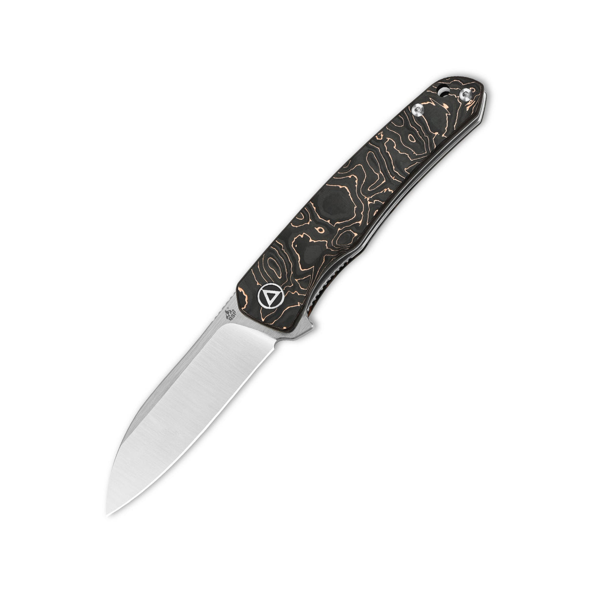 QSP Otter pocket knife with S35VN blade and copper foil carbon fiber handle