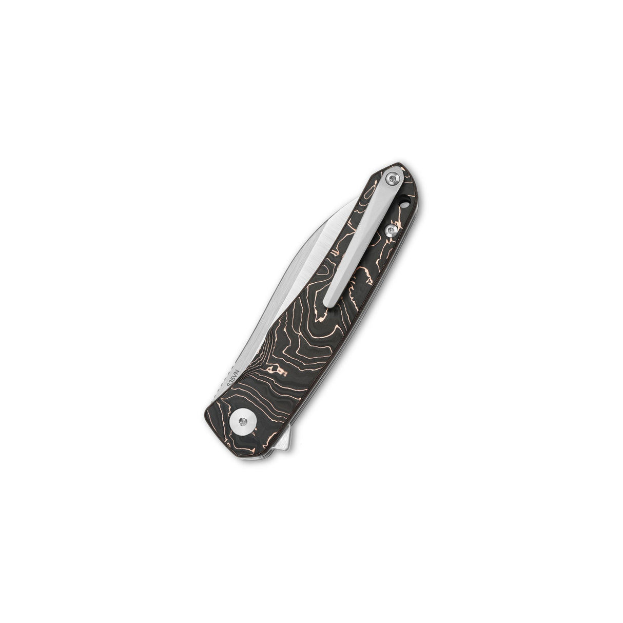 QSP Otter pocket knife with sheepsfoot blade and carbon fiber handle design