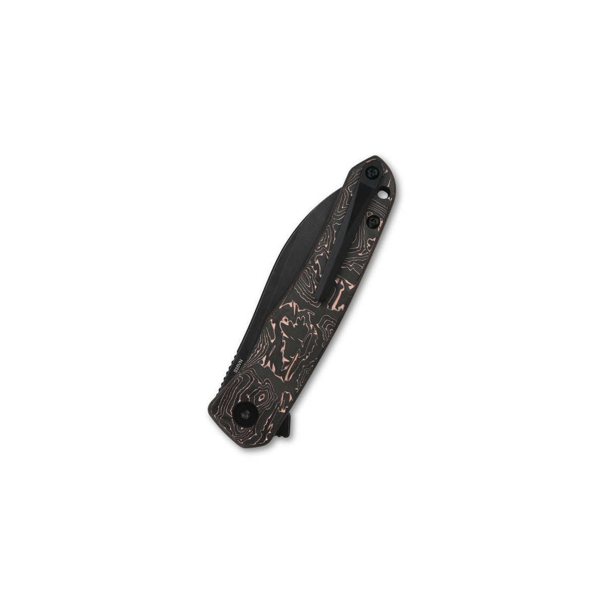 QSP Otter pocket knife with unique copper foil carbon fiber handle and S35VN blade