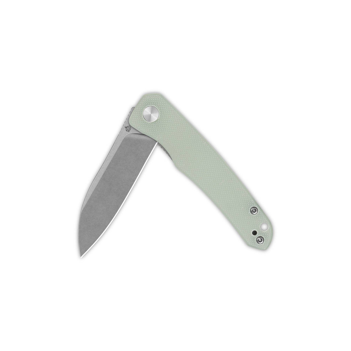 QSP Otter liner lock pocket knife featuring jade G10 handle and sharp 14C28N blade.