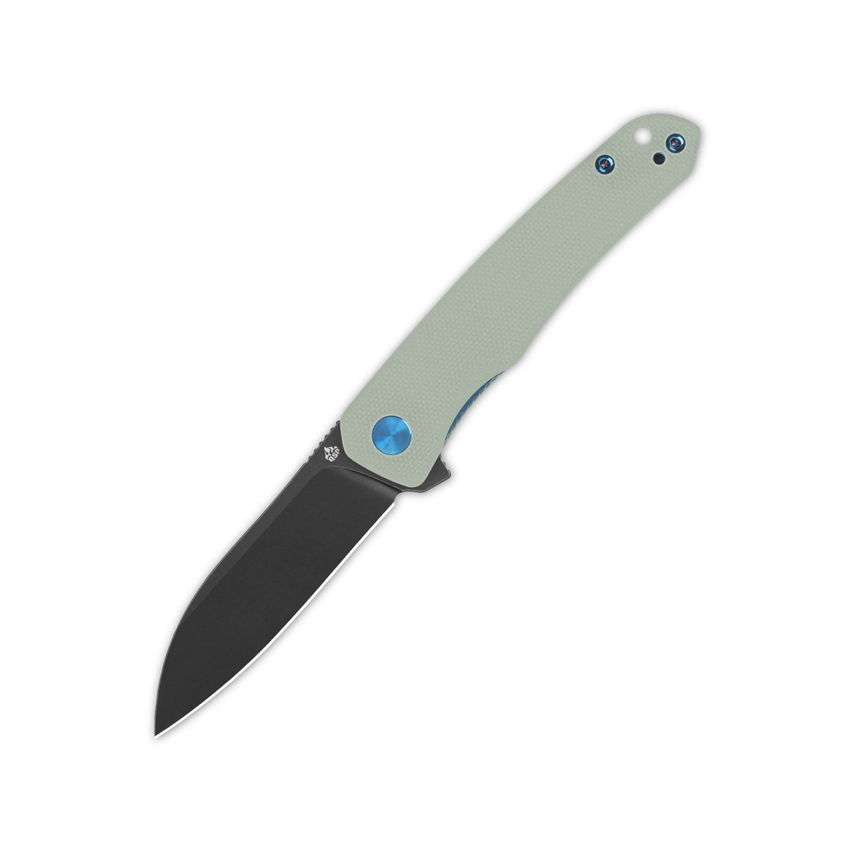 QSP Otter pocket knife with jade G10 handle and black sheepsfoot 14C28N blade.