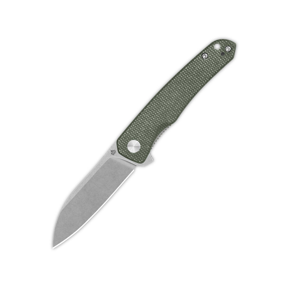 QSP Otter pocket knife, green micarta handle, 14C28N blade