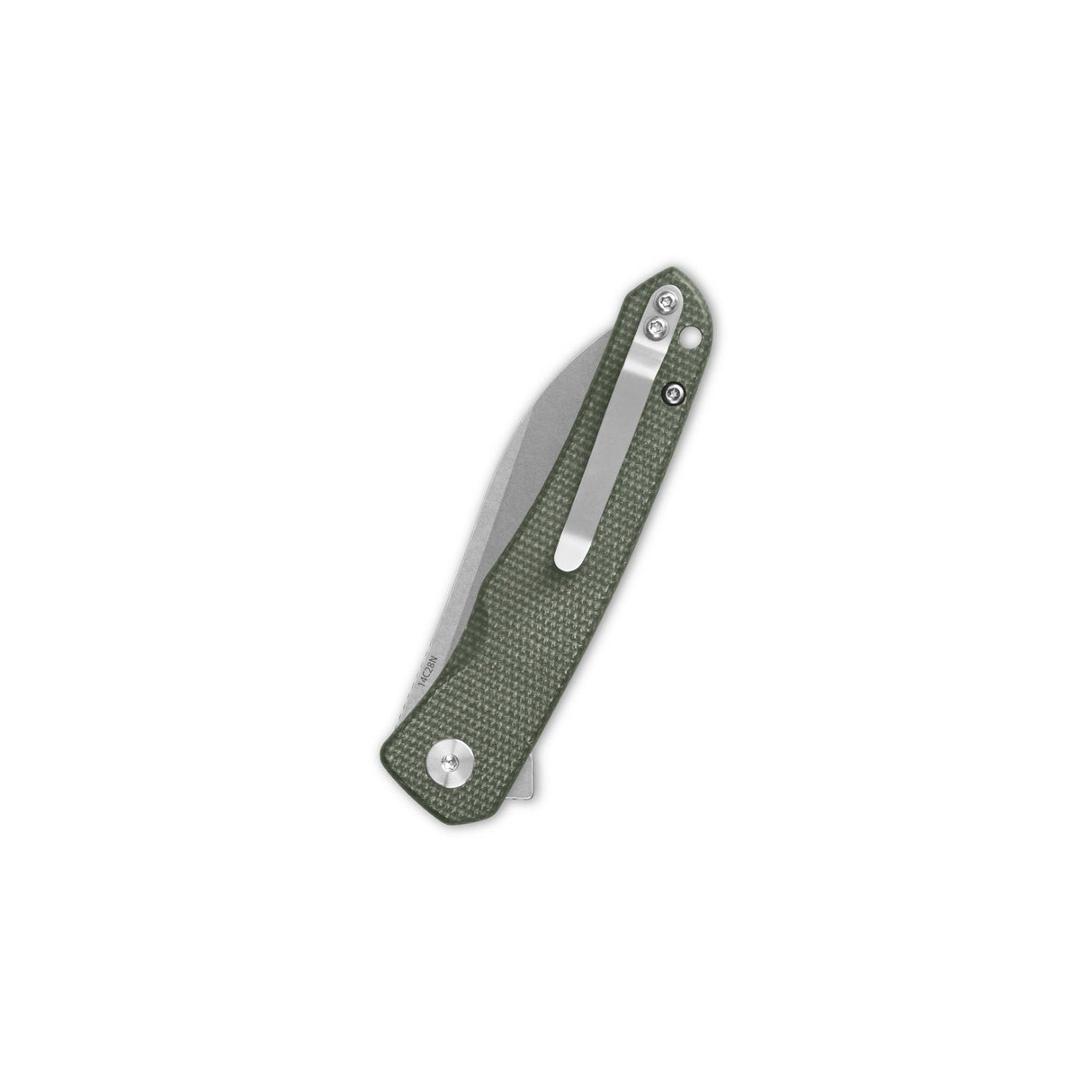 QSP Otter pocket knife with green micarta handle and stainless steel clip