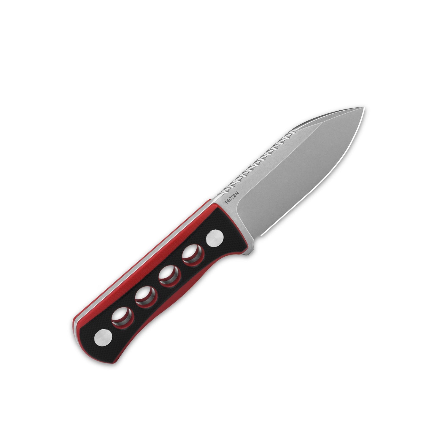 Canary Neck Knife with 14C28N blade and ergonomic black/red G10 handle