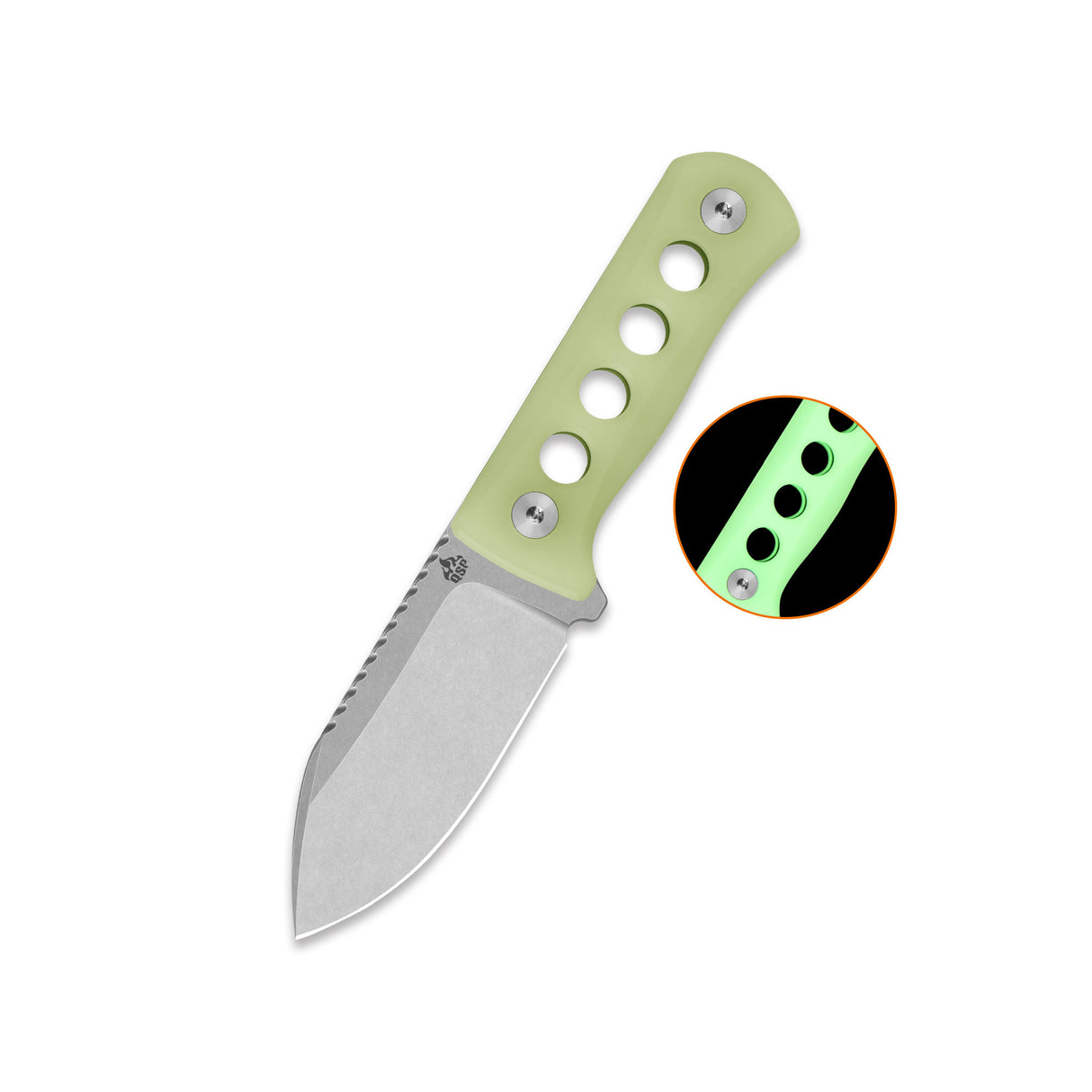 QSP Canary Neck knife 14C28N blade Glow-in-the-Dark Resin handle with Kydex sheath