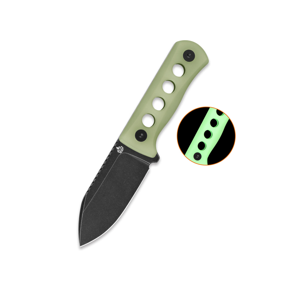 QSP Canary Neck knife 14C28N blade Glow-in-the-Dark Resin handle with Kydex sheath