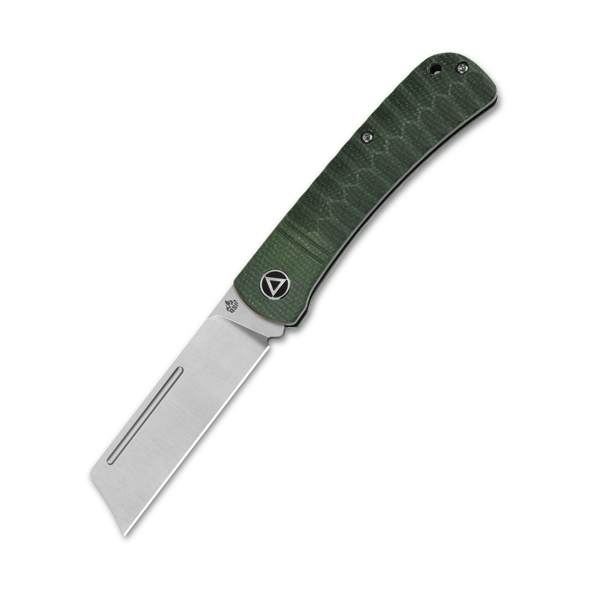 QSP Hedgehog Slip Joint Pocket Knife with green Micarta handle and 14C28N blade