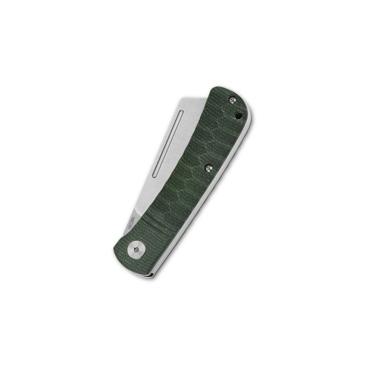 Green Micarta handle QSP Hedgehog Slip Joint Pocket Knife with 14C28N blade
