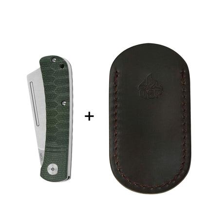 QSP Hedgehog Slip Joint Pocket Knife 14C28N blade Micarta Handle-Cleaver