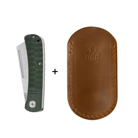QSP Hedgehog Slip Joint Pocket Knife 14C28N blade Micarta Handle-Cleaver