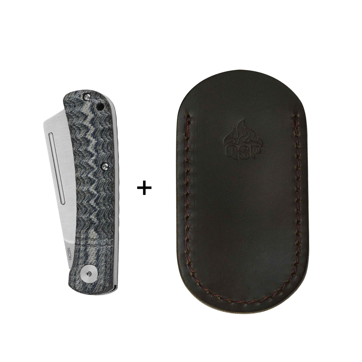 QSP Hedgehog Slip Joint Pocket Knife 14C28N blade Micarta Handle-Cleaver