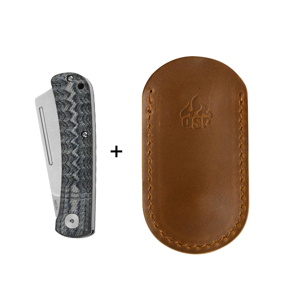 QSP Hedgehog Slip Joint Pocket Knife 14C28N blade Micarta Handle-Cleaver