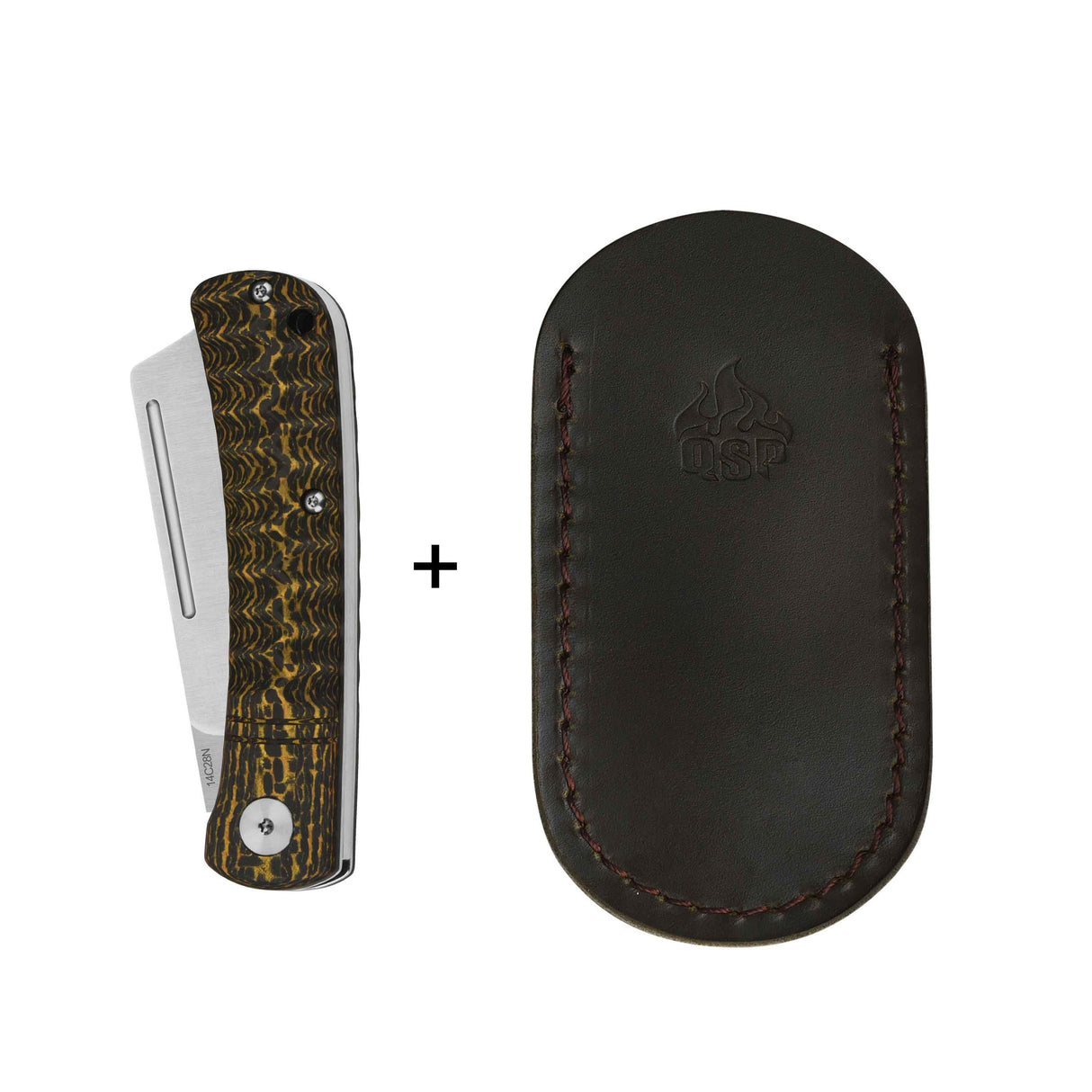 QSP Hedgehog Slip Joint Pocket Knife 14C28N blade Carbon Fiber Handle-Cleaver