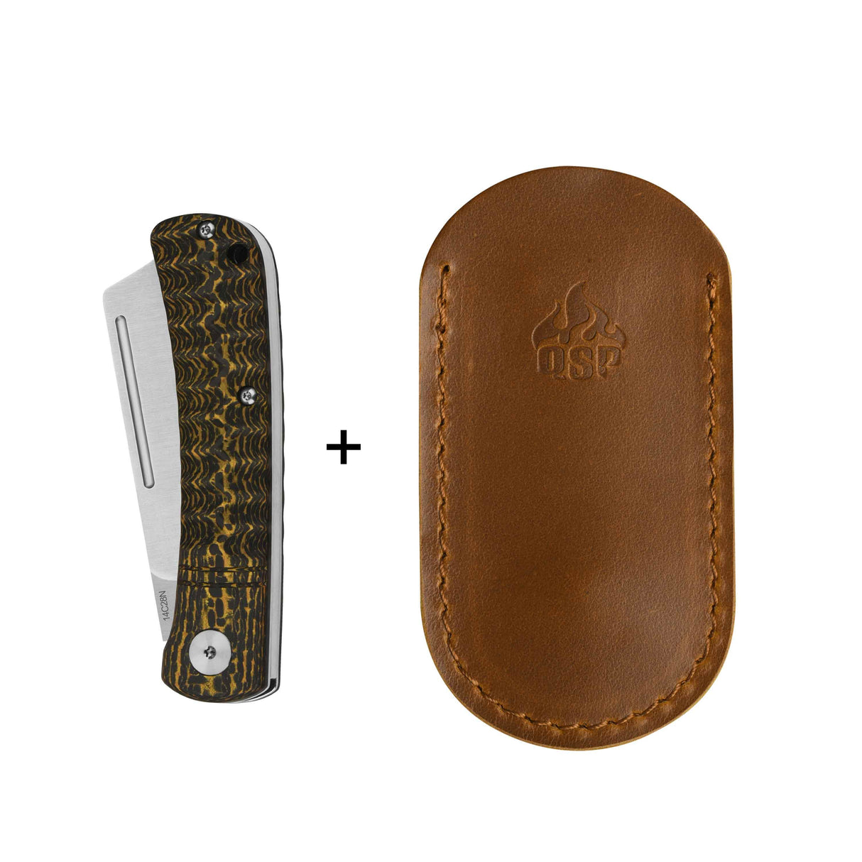 QSP Hedgehog Slip Joint Pocket Knife 14C28N blade Carbon Fiber Handle-Cleaver