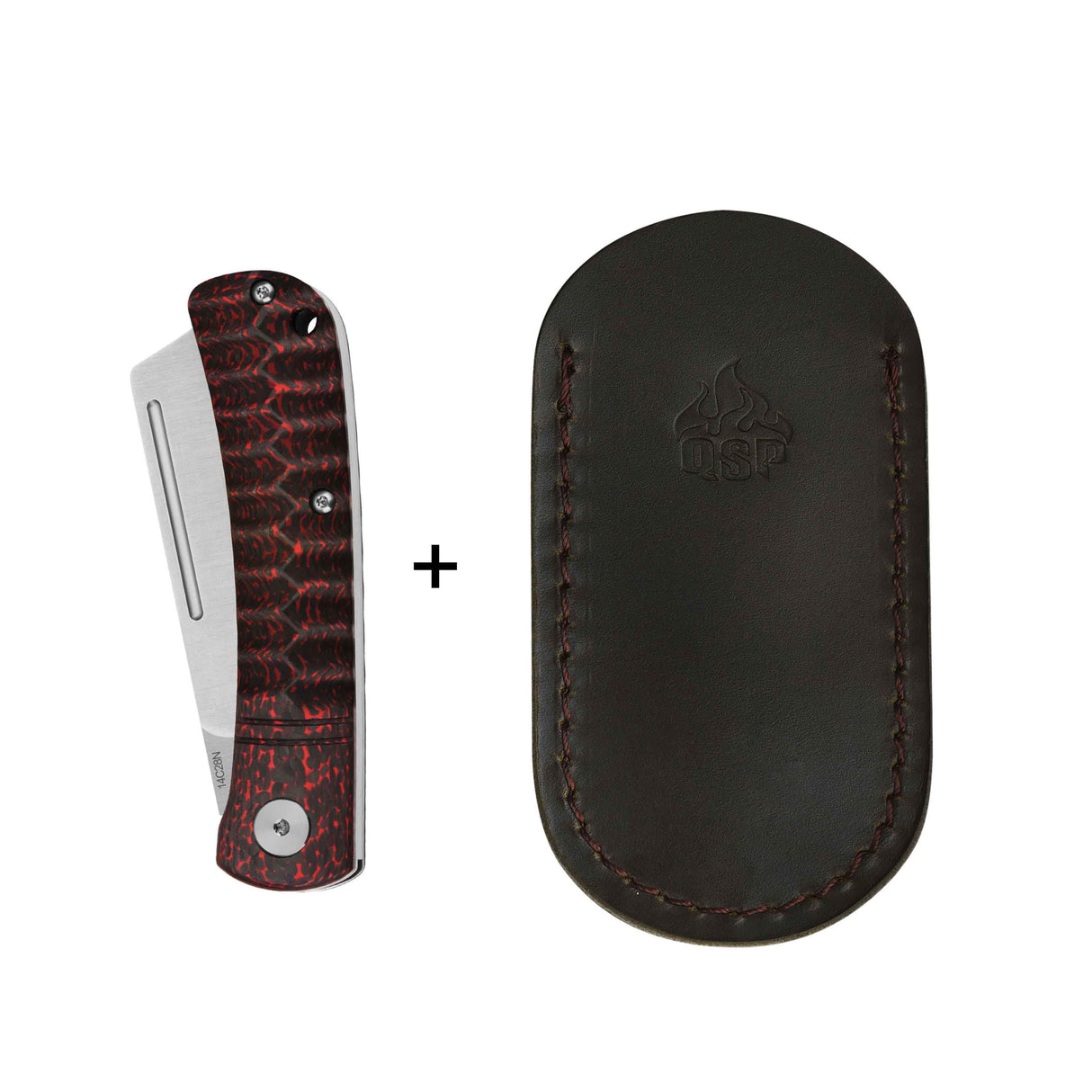 QSP Hedgehog Slip Joint Pocket Knife 14C28N blade Carbon Fiber Handle-Cleaver