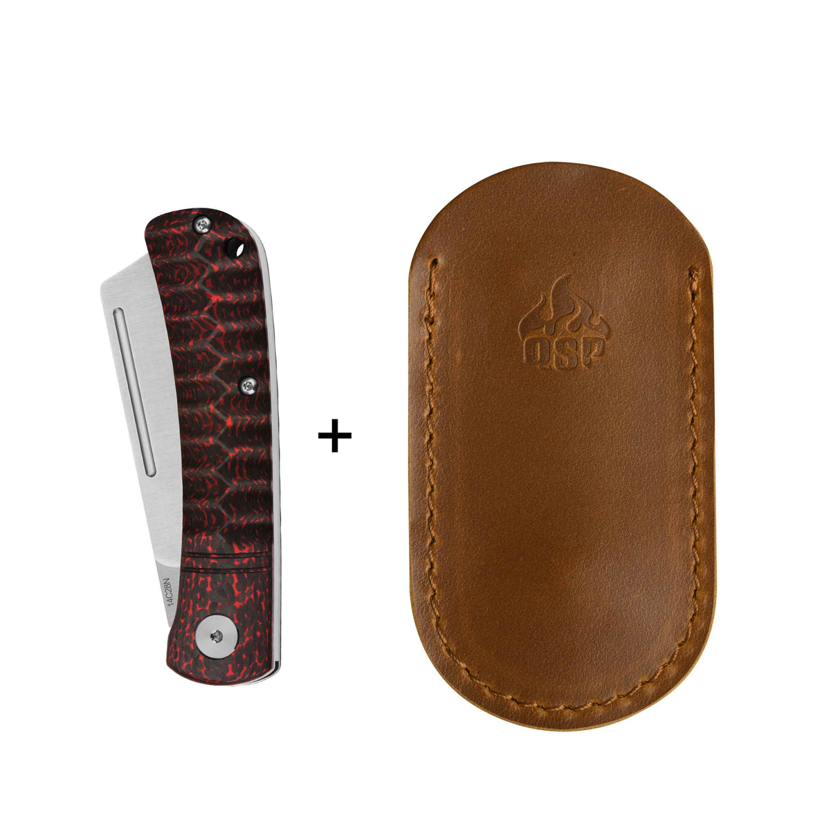 QSP Hedgehog Slip Joint Pocket Knife 14C28N blade Carbon Fiber Handle-Cleaver