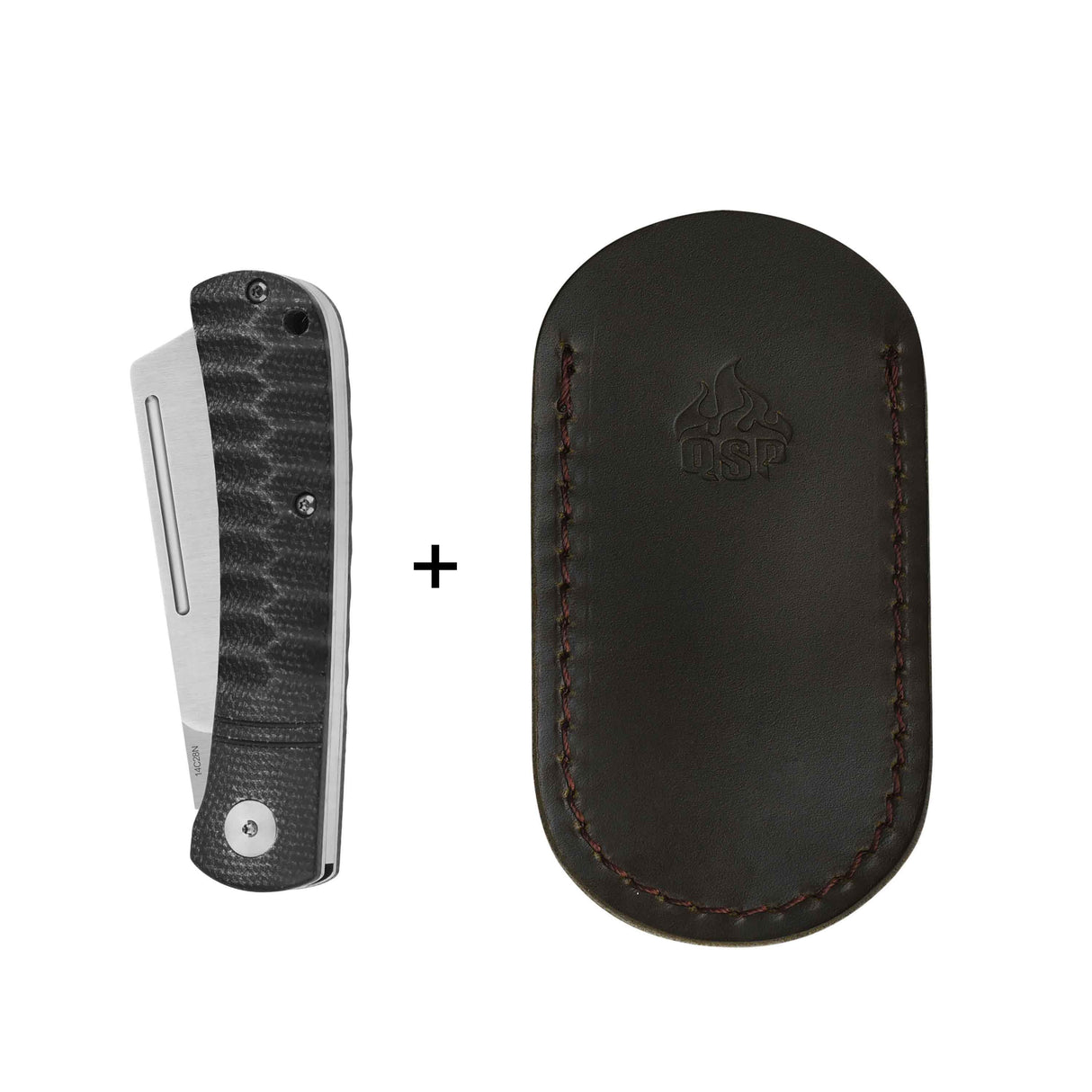 QSP Hedgehog Slip Joint Pocket Knife 14C28N blade Micarta Handle-Cleaver