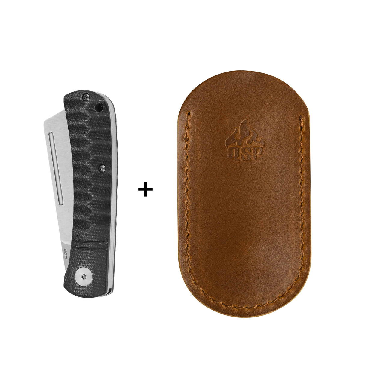 QSP Hedgehog Slip Joint Pocket Knife 14C28N blade Micarta Handle-Cleaver