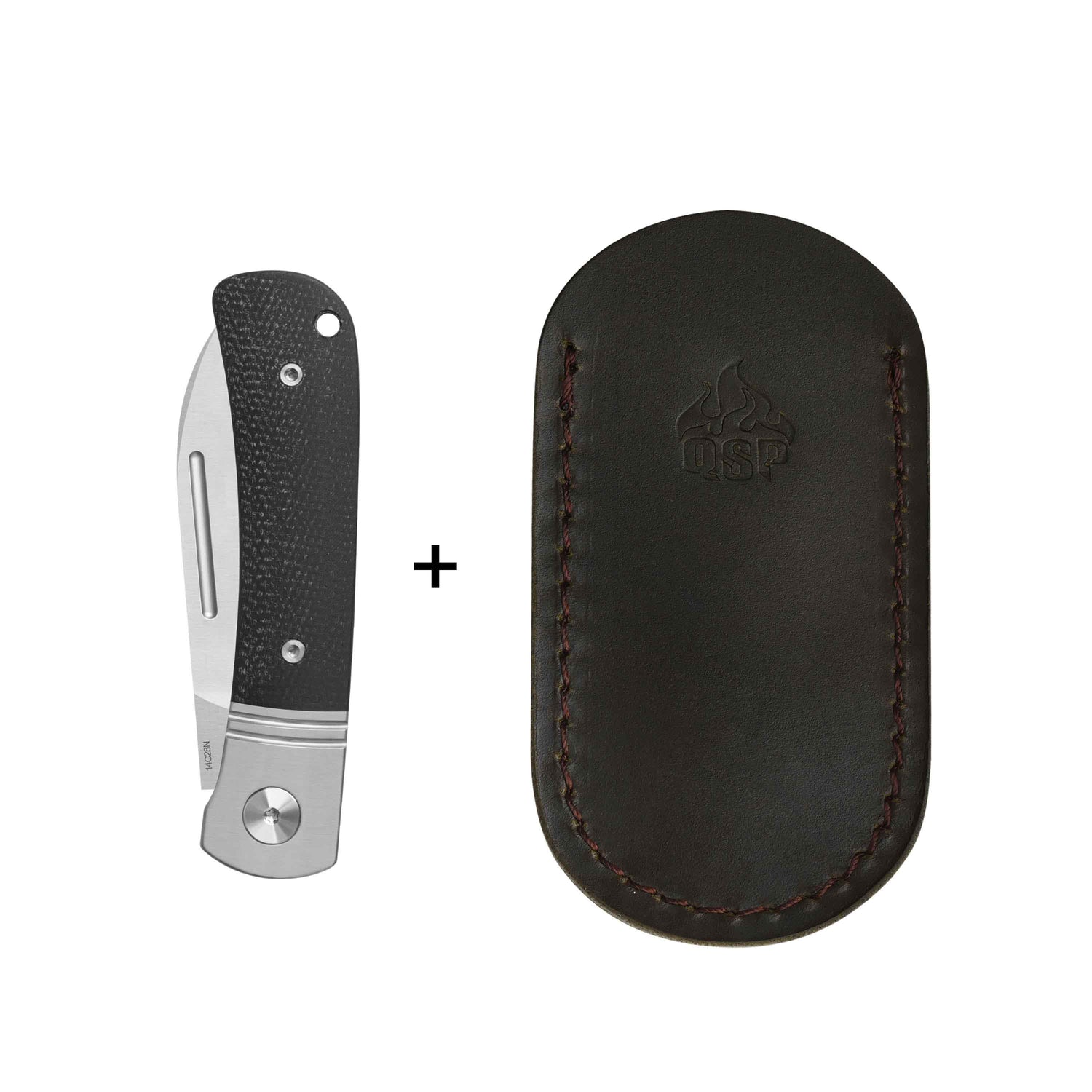 QSP Hedgehog Slip Joint Pocket Knife 14C28N blade Micarta Handle - Spear point