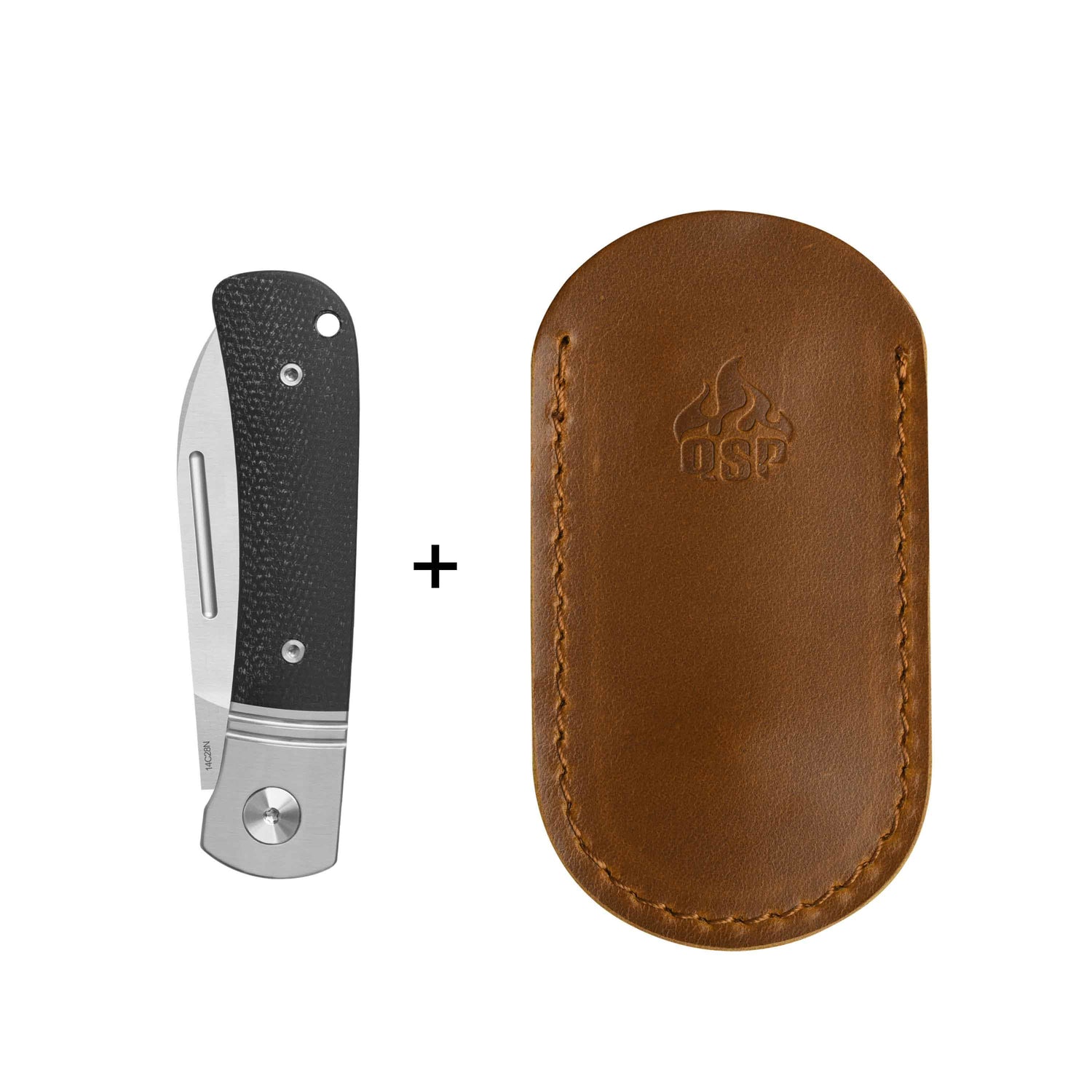 QSP Hedgehog Slip Joint Pocket Knife 14C28N blade Micarta Handle - Spear point