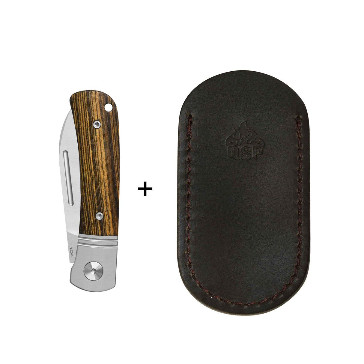 QSP Hedgehog Slip Joint Pocket Knife 14C28N blade Bocote wood Handle - Spear point