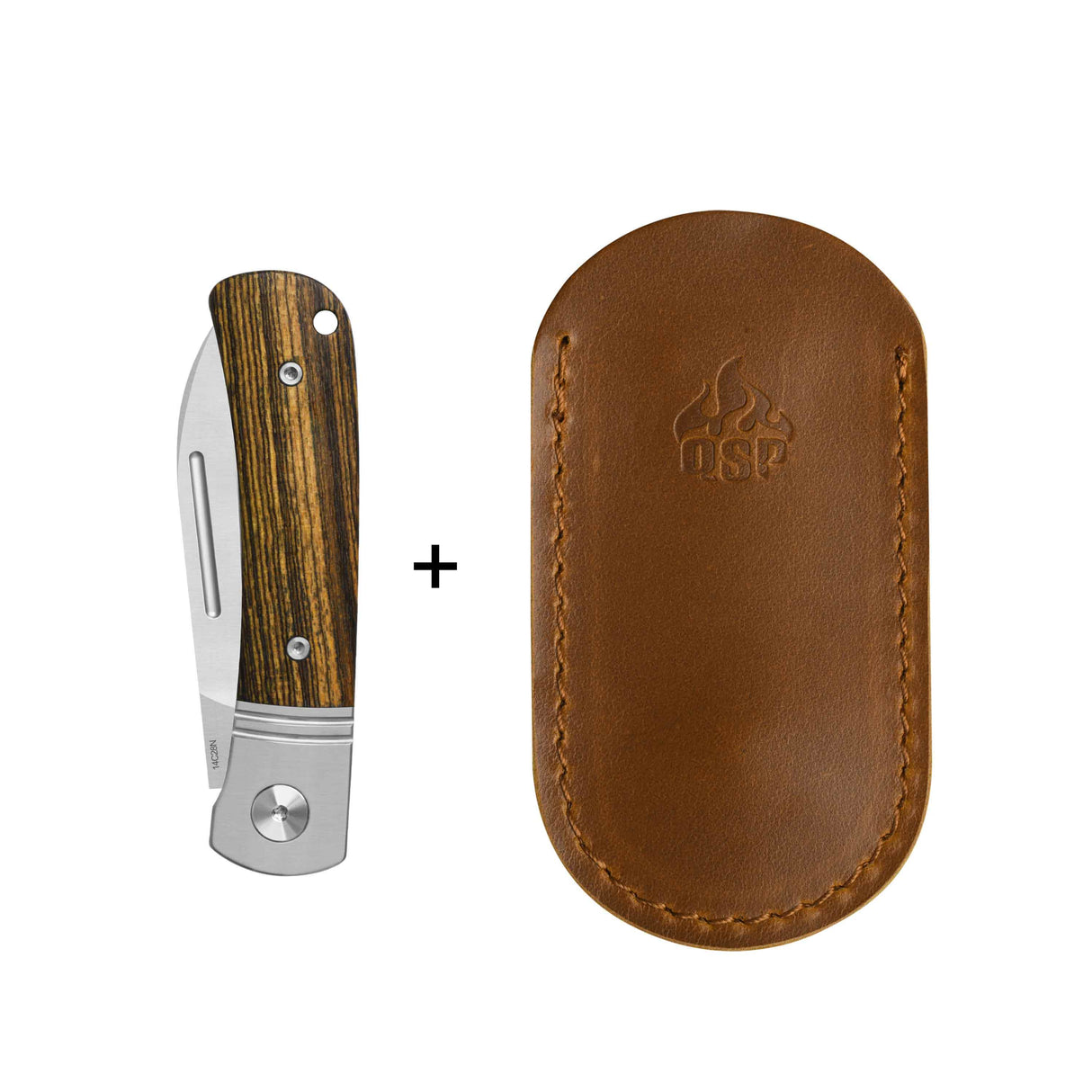 QSP Hedgehog Slip Joint Pocket Knife 14C28N blade Bocote wood Handle - Spear point