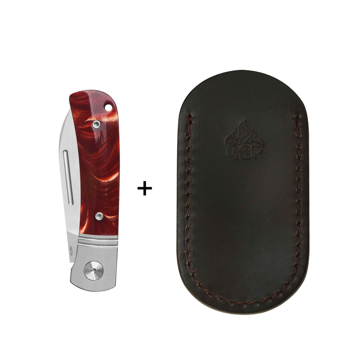 QSP Hedgehog Slip Joint Pocket Knife 14C28N blade Resin Handle - Spear point