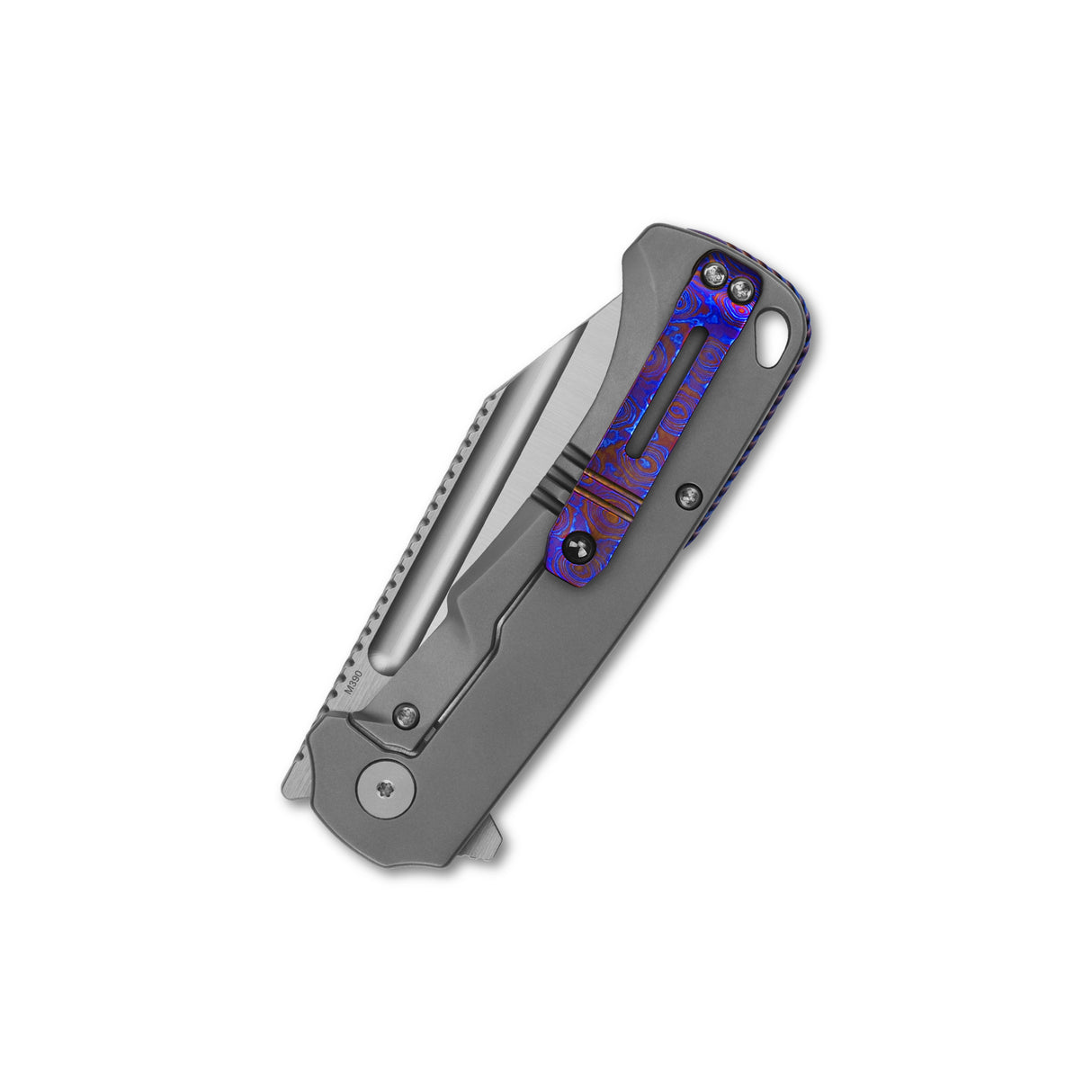 QSP Rhino Pocket Knife with titanium handle and colorful Mokuti backspacer