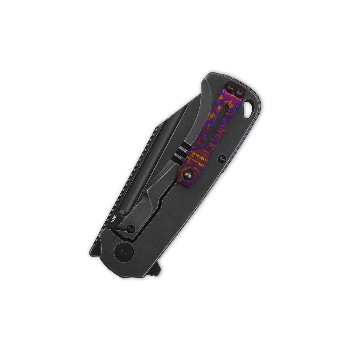 Closed QSP Rhino Pocket Knife with colorful Mokuti backspacer