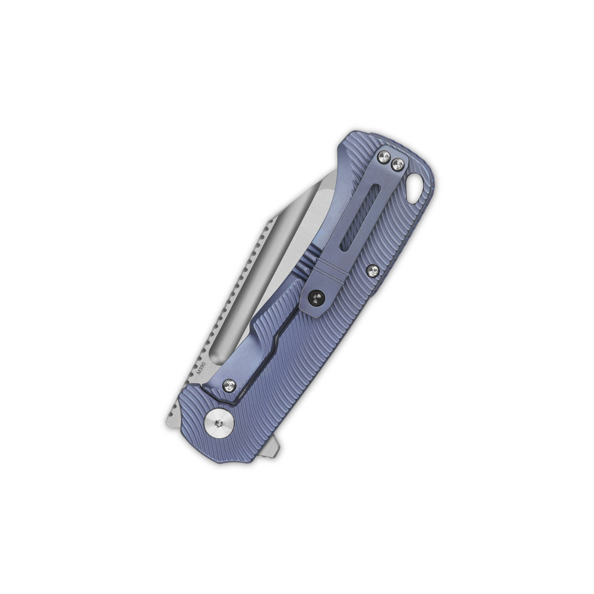 QSP Rhino pocket knife with textured titanium handle, closed position