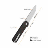 QSP Lark Pocket knife 14C28N blade Shredded CF overlay G10 handle