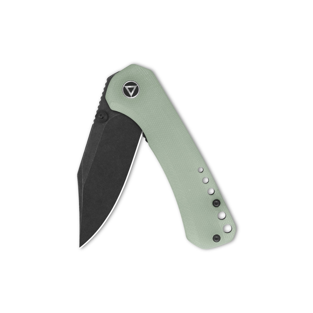 QSP Kestrel pocket knife with jade G10 handle and clip point black blade
