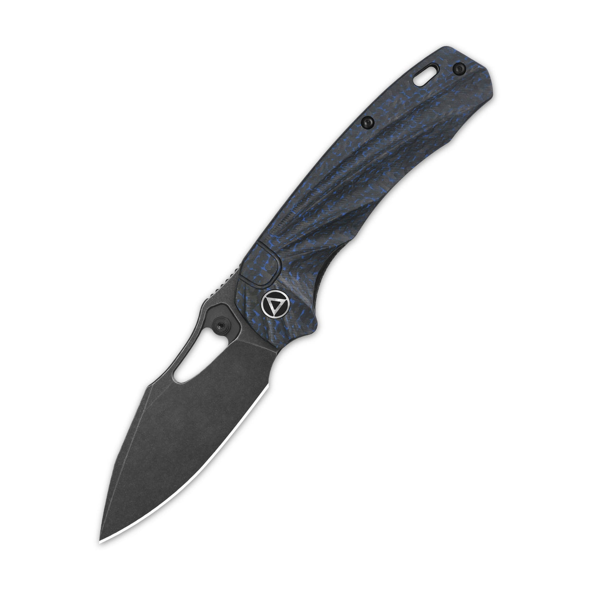 Closed QSP Hornbill knife with S35VN blade and blue carbon fiber handle