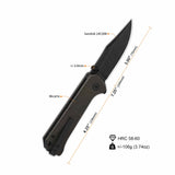 QSP Grebe Button Lock Pocket Knife 14C28N blade Dark Brown Micarta Handle