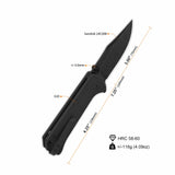 QSP Grebe Button Lock Pocket Knife 14C28N blade Black G10 Handle