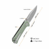 QSP Grebe Button Lock Pocket Knife 14C28N blade Jade G10 Handle