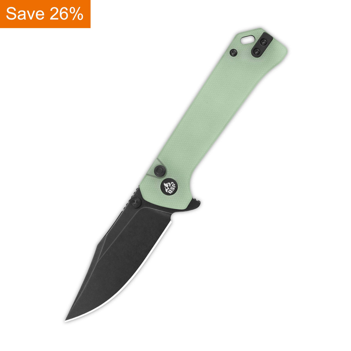 QSP Grebe Button Lock Pocket Knife 14C28N blade Jade G10 Handle