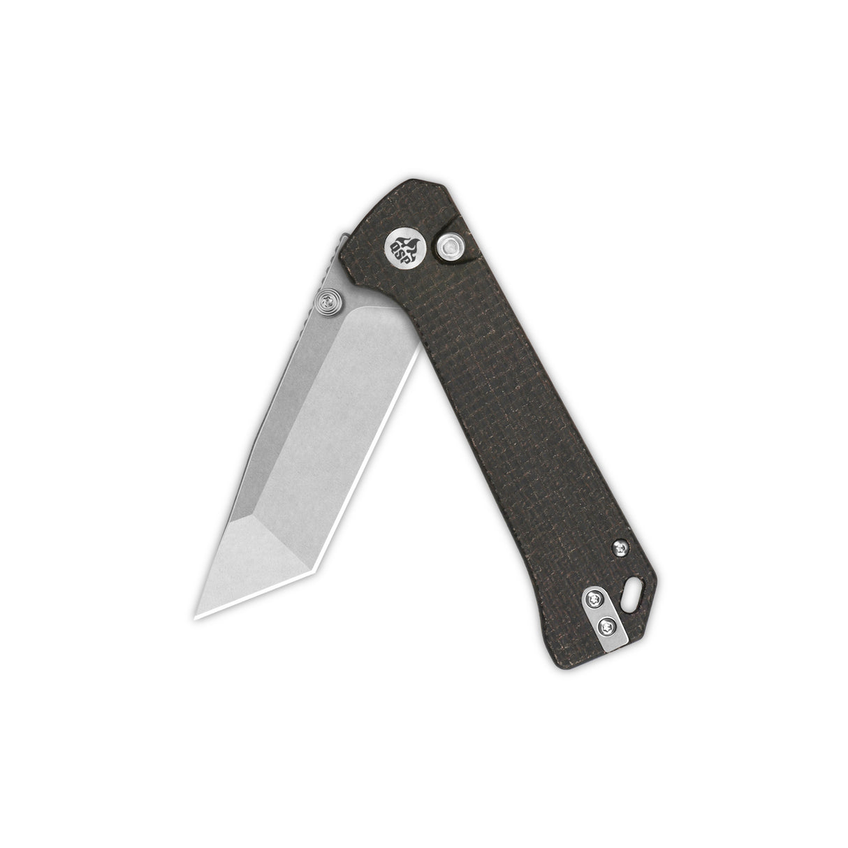 QSP Grebe T Button Lock Pocket Knife 14C28N blade Dark Brown Micarta Handle