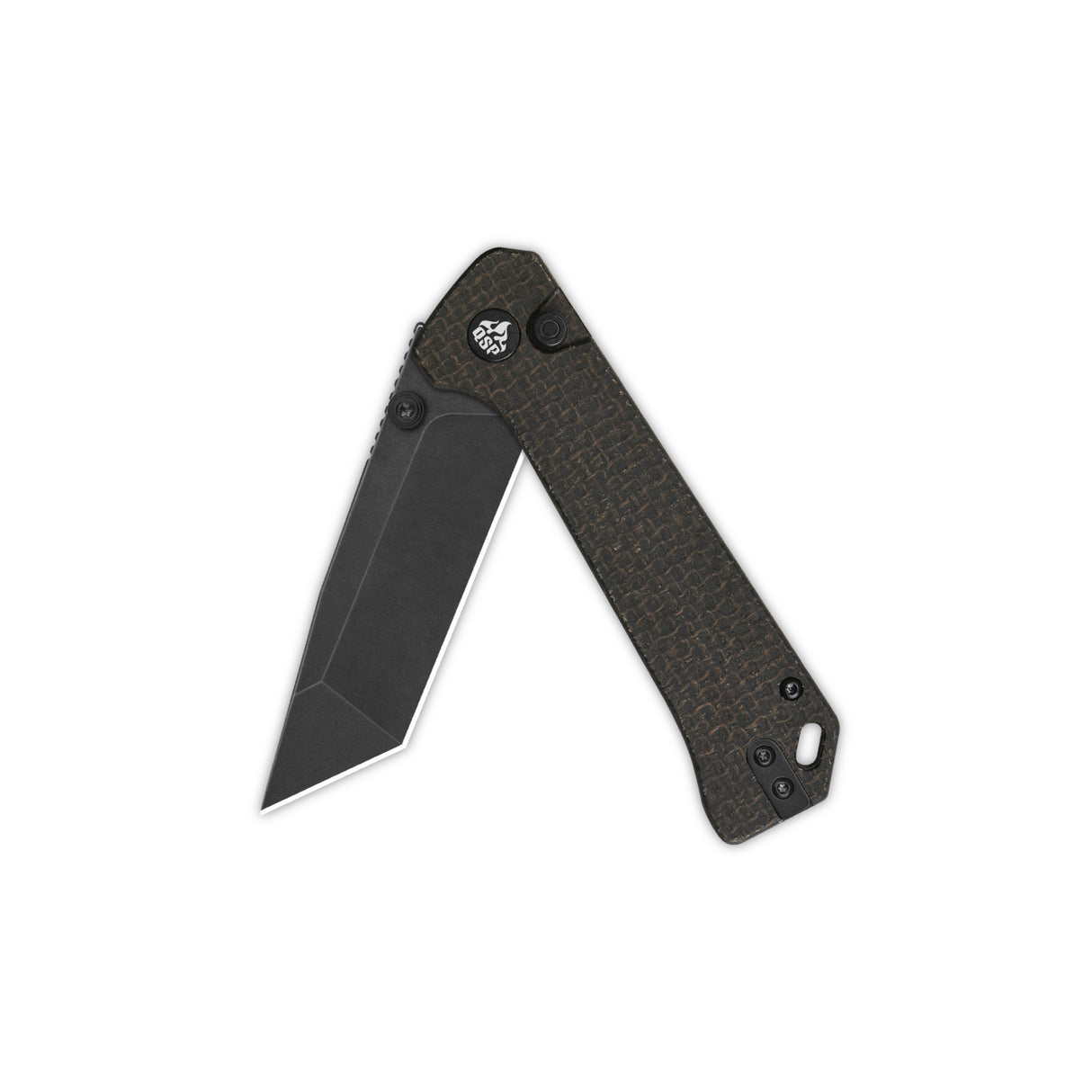 QSP Grebe T Button Lock Pocket Knife 14C28N blade Dark Brown Micarta Handle