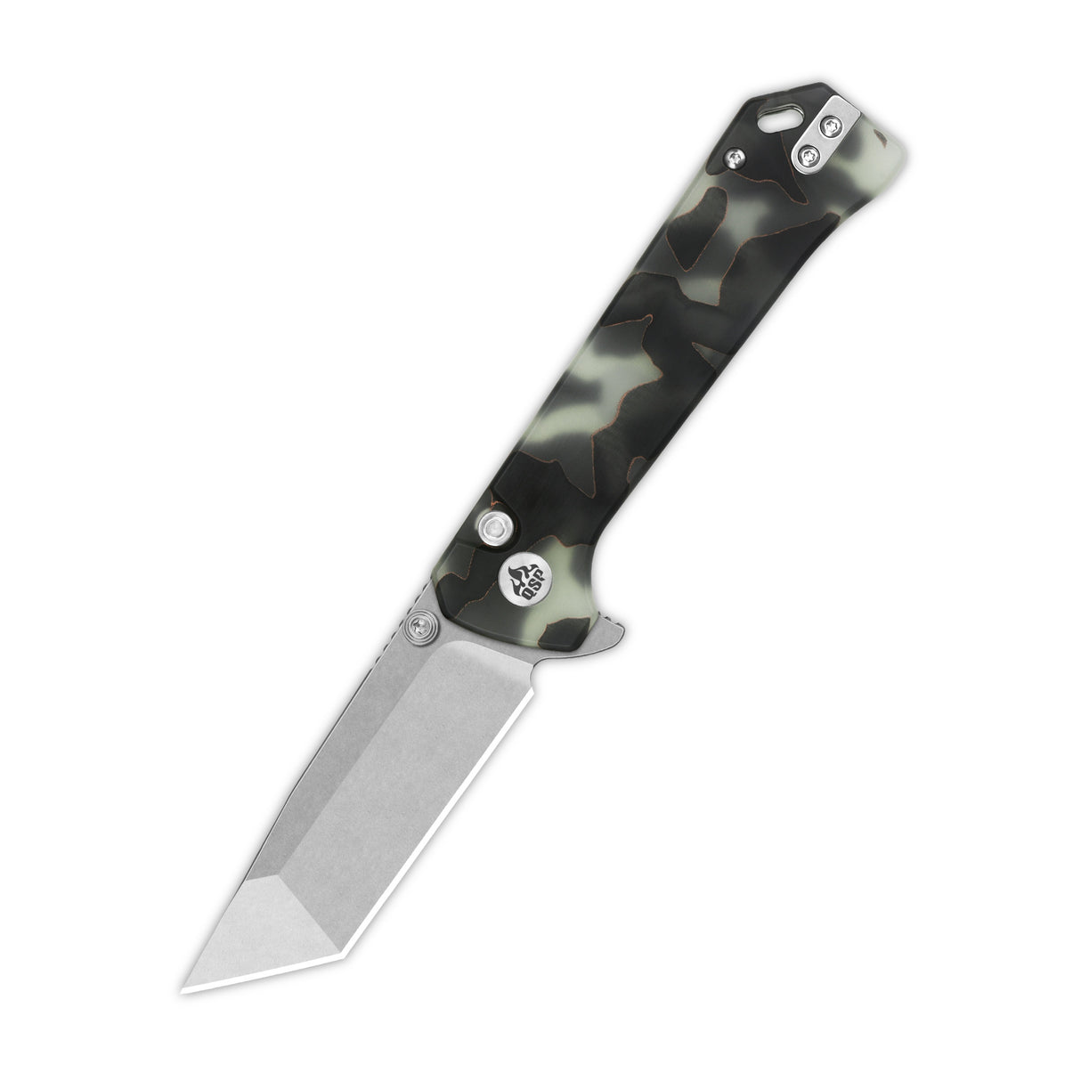 QSP Grebe T pocket knife with tanto blade and camo handle