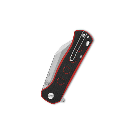 QSP Swordfish pocket knife with sleek black and red G10 handle design