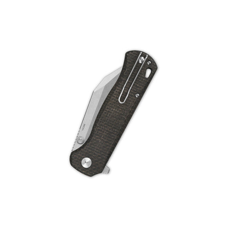 QSP Swordfish Button Lock Pocket Knife 14C28N blade Dark Brown Micarta handle