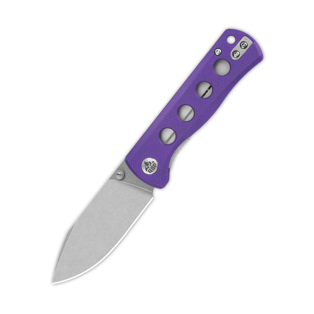 QSP Canary purple G10 handle folder knife with 14C28N blade