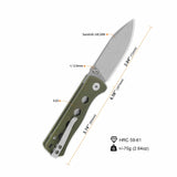QSP Canary Folder Liner Lock Pocket Knife 14C28N Blade Olive Green G10 Handle