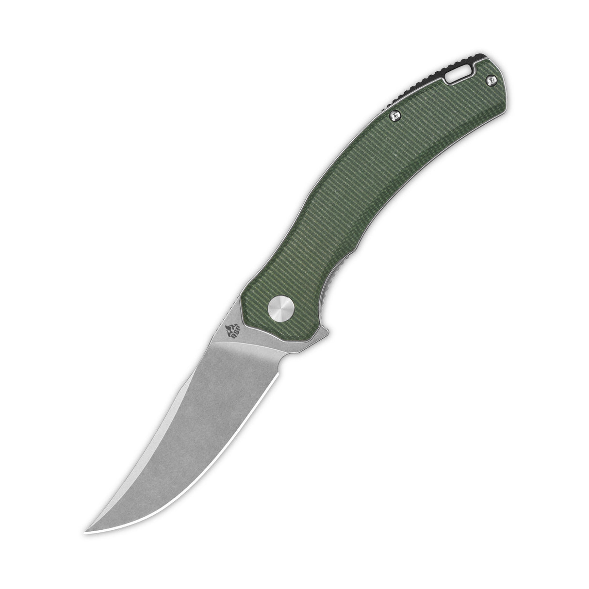 QSP Walrus pocket knife with D2 blade and green micarta handle