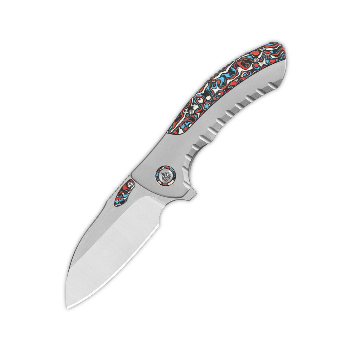 QSP Capybara pocket knife with Böhler M390 blade and colorful handle inlay